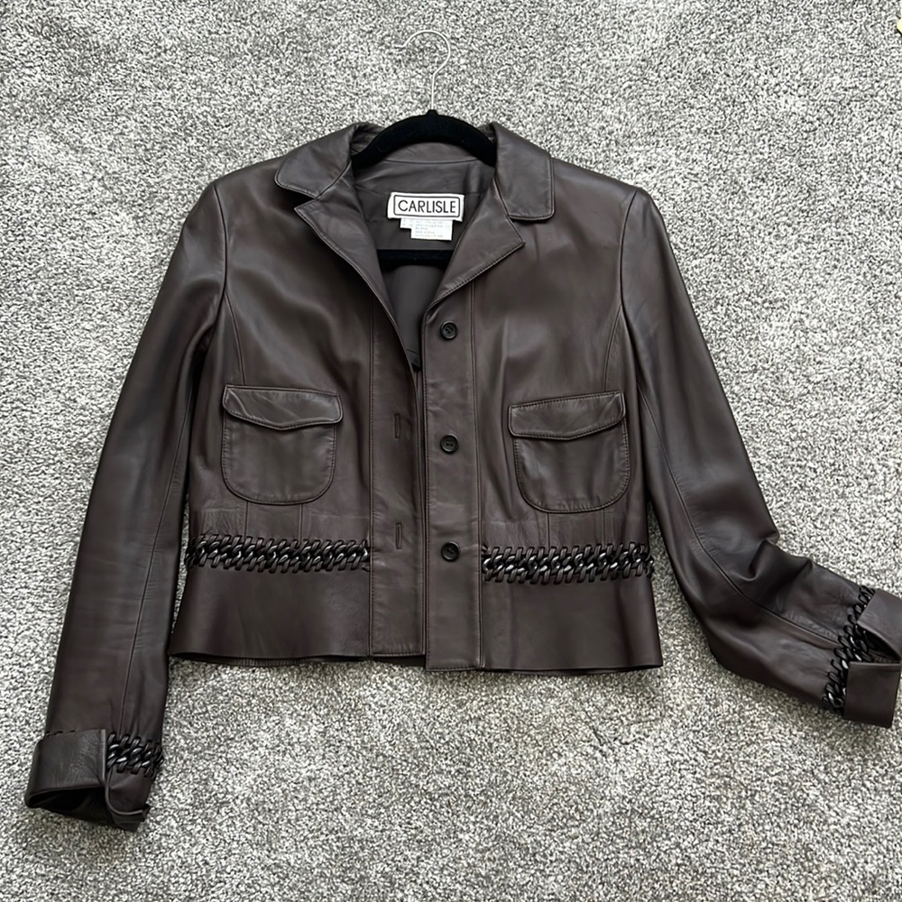 Brown leather jacket